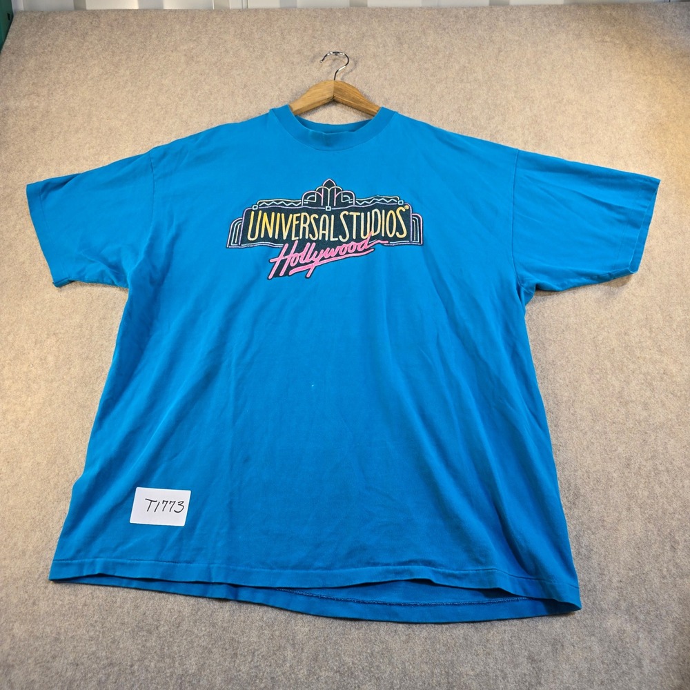 Vintage Universal Studios Hollywood T Shirt XL Blue Hanes Beefy-T 90s USA Made